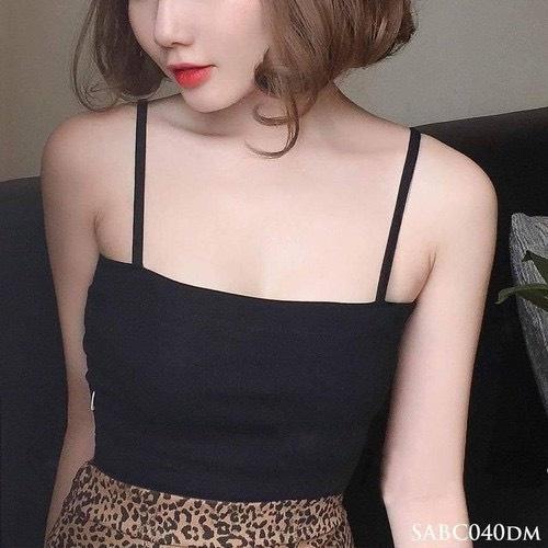 Áo hai dây nữ bản dây to BIGSIZE CÔ NHỎ dáng croptop bigsize, Áo thun hotgirl có size từ 50kg trở lên G118 - Nâu bò