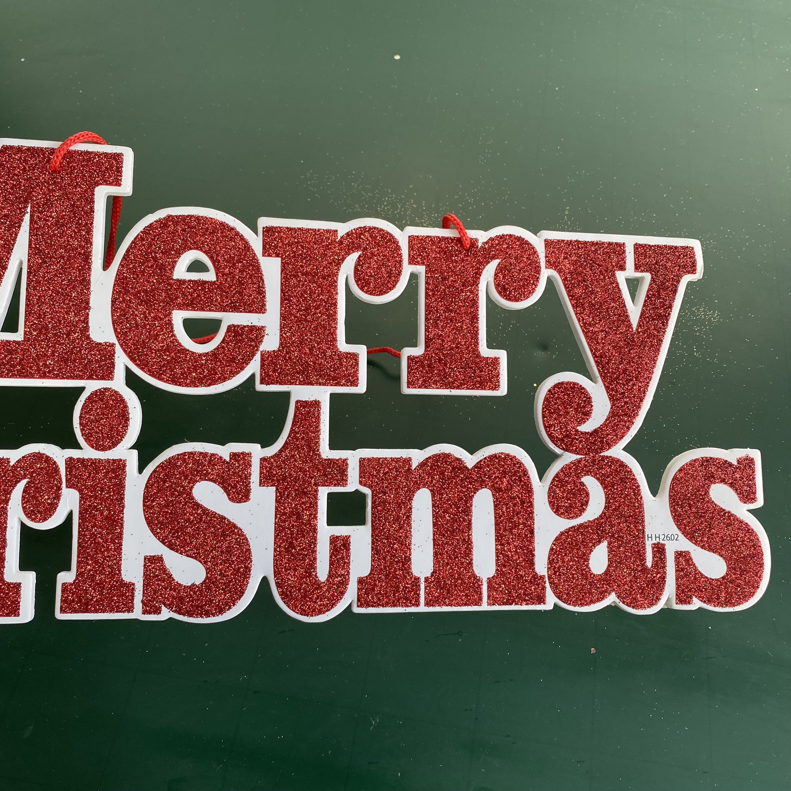 Chữ Merry Christmas bằng xốp cứng phủ nhũ lấp lánh treo trang trí Giáng sinh Noel