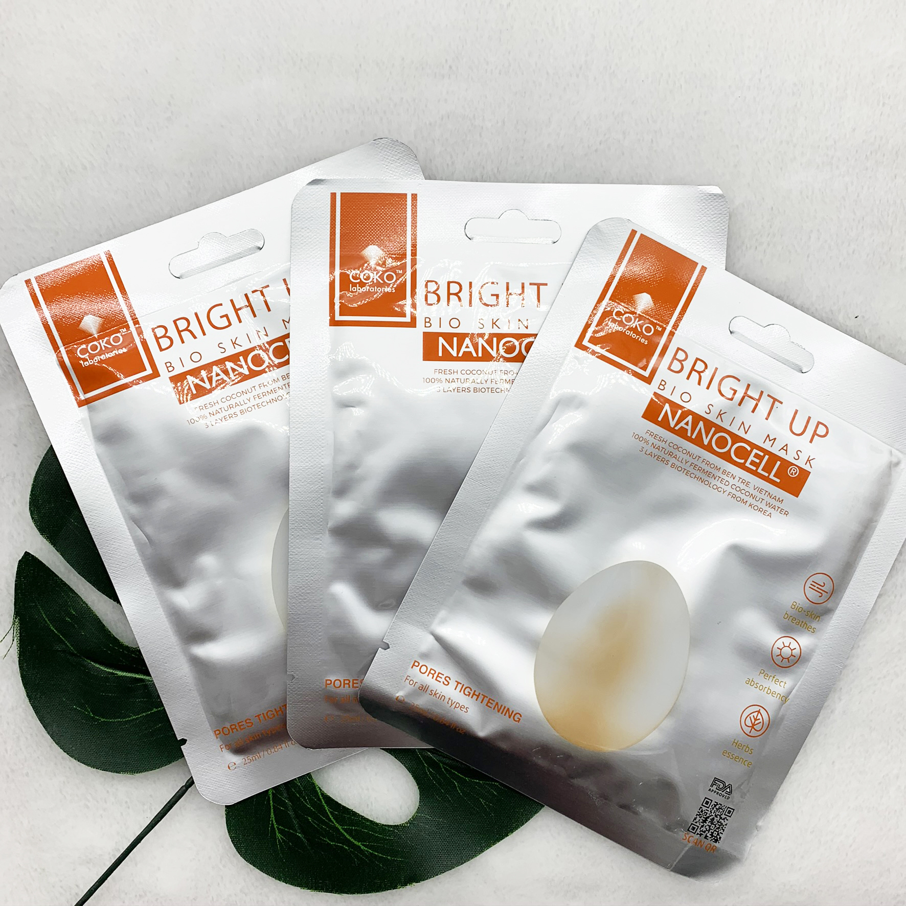 Combo 7 Mặt Nạ Da Sinh Học Dưỡng Trắng Chuyên Sâu COKO Bright Up Bio Skin Nanocell Mask Lên Men Từ 100% Nước Dừa Tươi Tự Nhiên Nâng Tone Cho Làn Da Trắng Sáng, Dẻo Dai Mềm Mịn – Hàng Chính Hãng