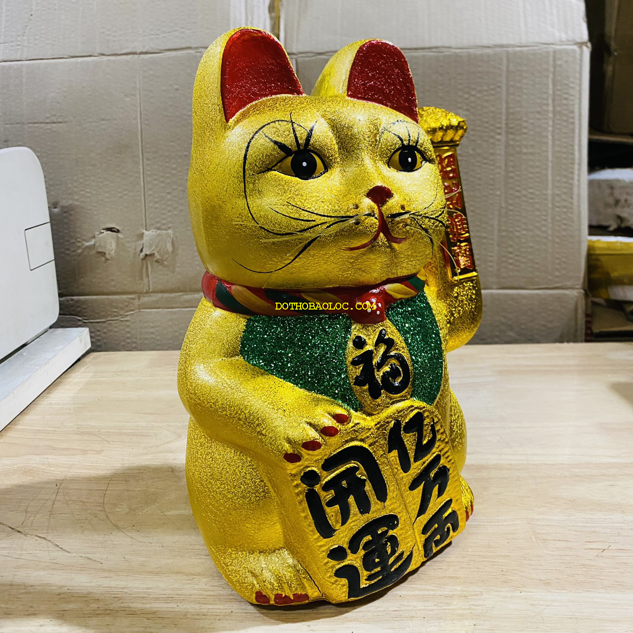 Mèo thần tài sứ kim sa mang lại may mắn tài lộc cho gia chủ cao 30cm