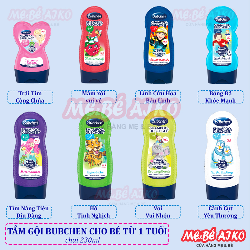 ️ Sữa tắm, dầu gội 2in1 Bubchen 230ml - Đức cho bé đủ mùi hương