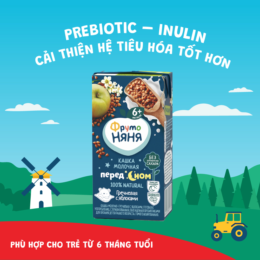 Combo 6 Hộp Sữa đêm kiều mạch vị táo Fruto Nyanya 200ml