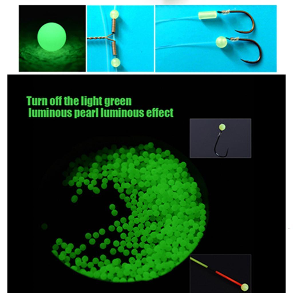 1 Set 200PCS/Set Luminous Fishing Beads Green Assorted Hard Plastic Oval Shaped Bead Glow Fishing Lures Baits Accessory with Fishing Tackle Box