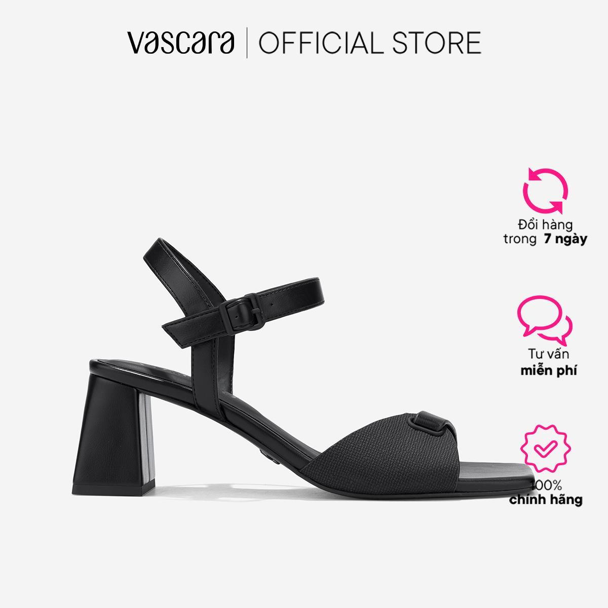 Vascara Giày Sandal Gót Trụ Phối Quai Thắt Nút Cách Điệu - SDN 0802