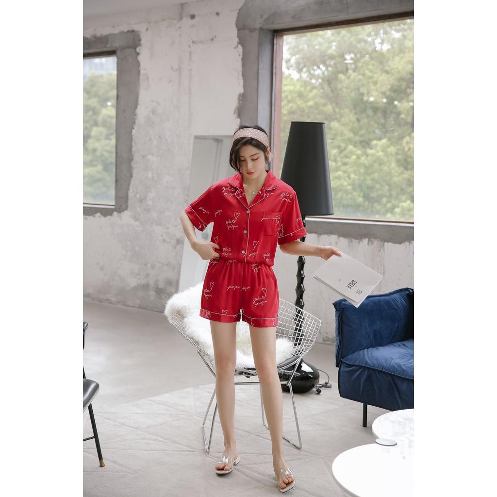 Đồ Bộ Nữ - Đồ Mặc Nhà Cộc Vải Lụa Cao Cấp Bốn Màu Trơn In Họa Tiết Chữ CCLP11
