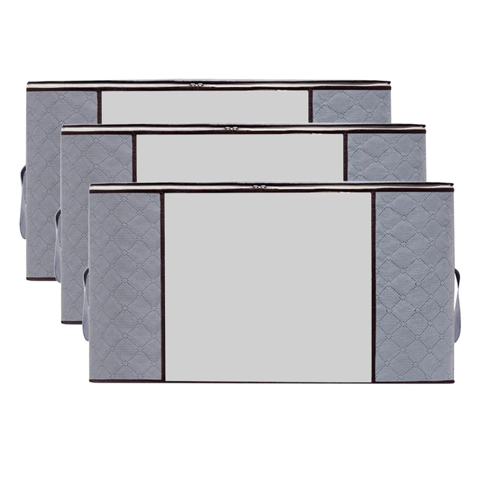 3 Pieces Foldable Closet Organizer 150L Storage Bags Container Carry Handle
