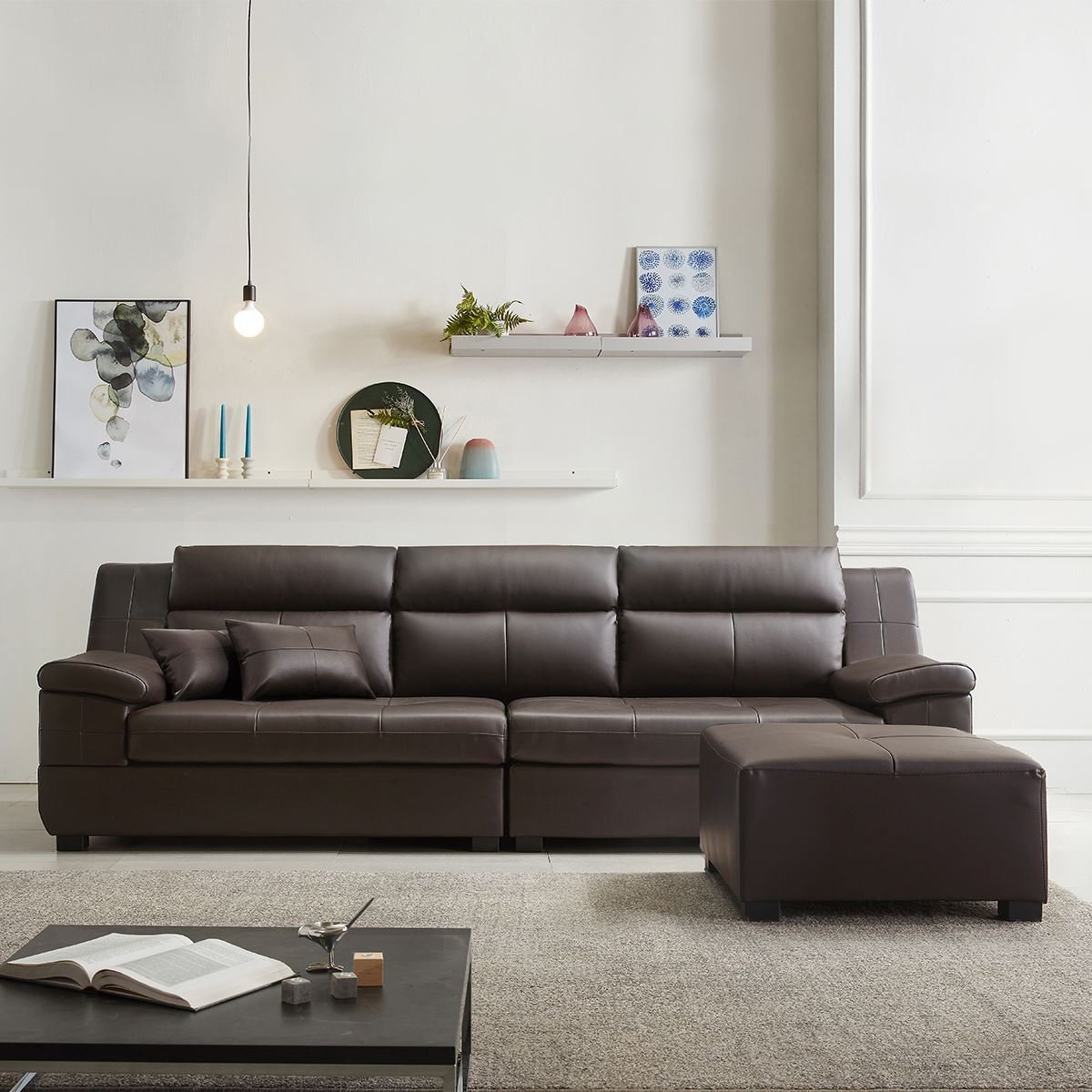 SF309 - GHẾ SOFA DA THẬT 4 CHỖ NGỒI KÈM ĐÔN