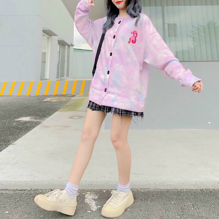 Áo hoodie loang hoạt hình vui nhộn