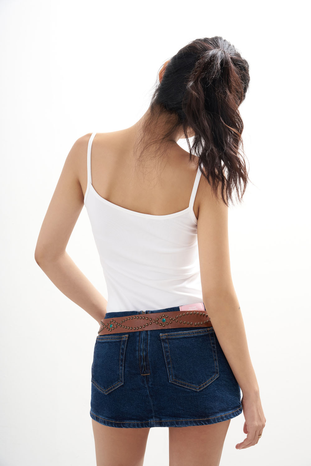 DOTTIE - Chân váy mini đắp túi - Xanh đậm - S0169