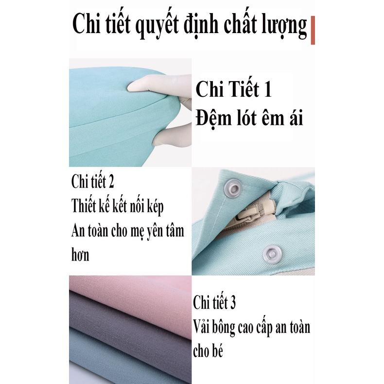 Địu em bé nhiều chức năng có đỡ cổ, có bệ ngồi (hộp tì đựng đồ) chống gù lưng, điệu trẻ em nhiều tư thế