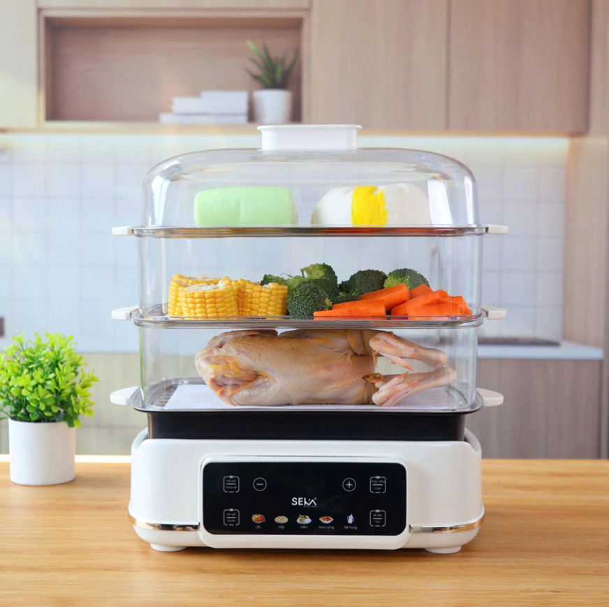 (HOT NEW) Nồi Lẩu Hấp 4 Tầng 24L SEKA SK6620 - 1500W Đa Năng 4 in 1 Hấp, Lẩu, Khử Trùng, Tiệt Trùng - Hàng Chính Hãng Bảo Hành 2 Năm