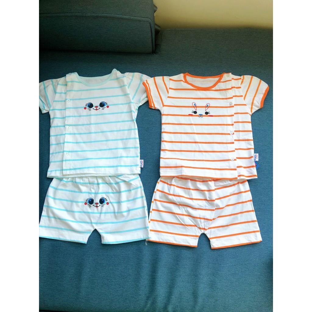 Đồ bộ sơ sinh tay ngắn cho bé, chất 100% cotton mềm mại.
