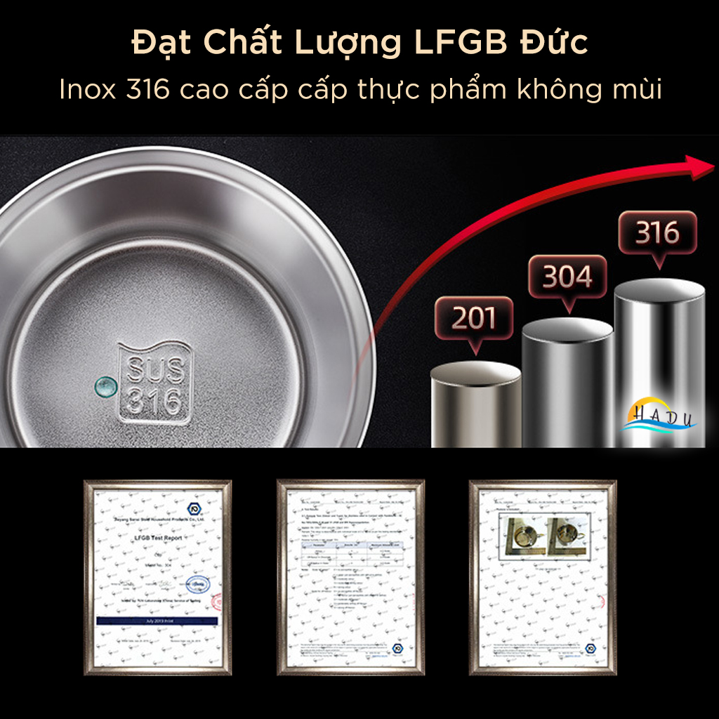 Ly Cốc Giữ Nhiệt Inox 316 Có Nắp Có Tay Cầm Mini Cao Cấp 420ml Đạt Chất Lượng LFGB Đức SSGP
