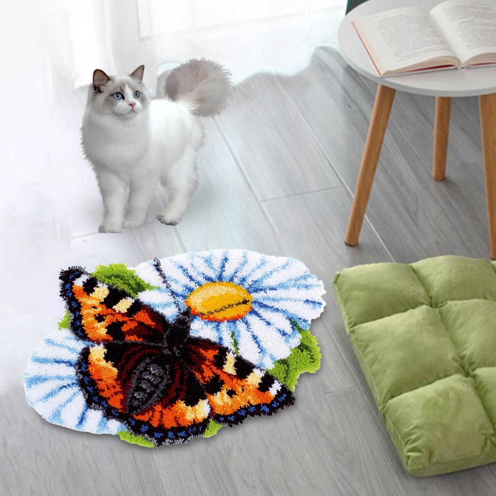 Creative Latch Hook Rug Kits Handcraft Crocheting DIY Unfinished Cross Stitch for Carpet Cushion Doormat Accessories Adults and Kids