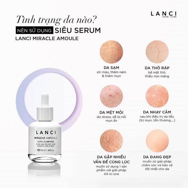 Serum Ampoule Lanci dưỡng trắng da chống lão hoá, giảm nếp nhăn, phục hồi tái tạo da - 50ml