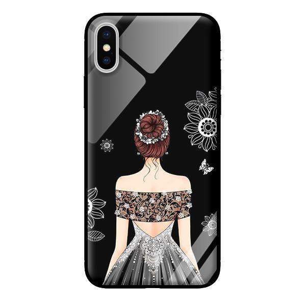 Ốp kính cường lực cho iPhone XS Cô Gái Váy Xám - Hàng chính hãng