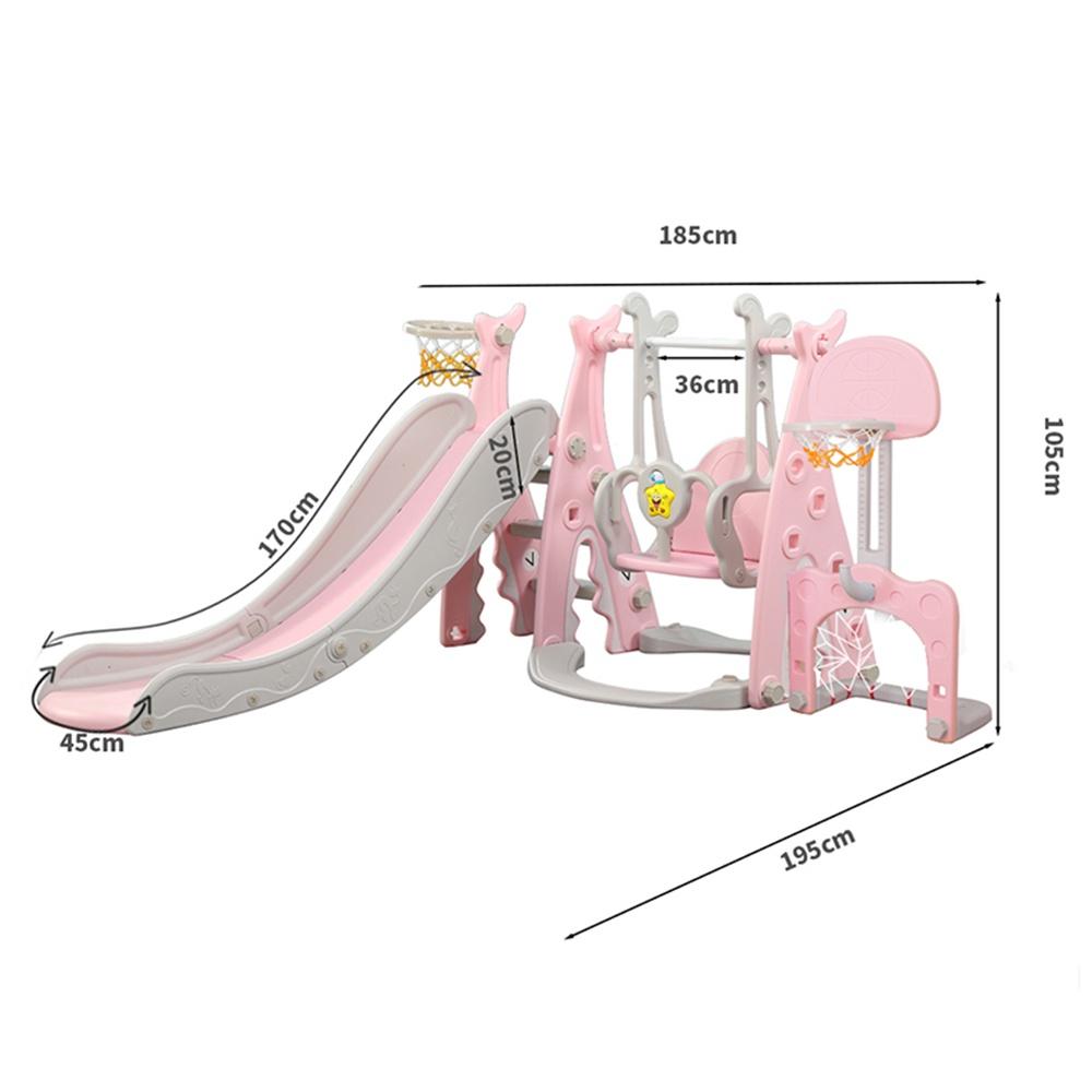 Bộ cầu trượt tặng xích đu bóng rổ - đồ chơi cho bé