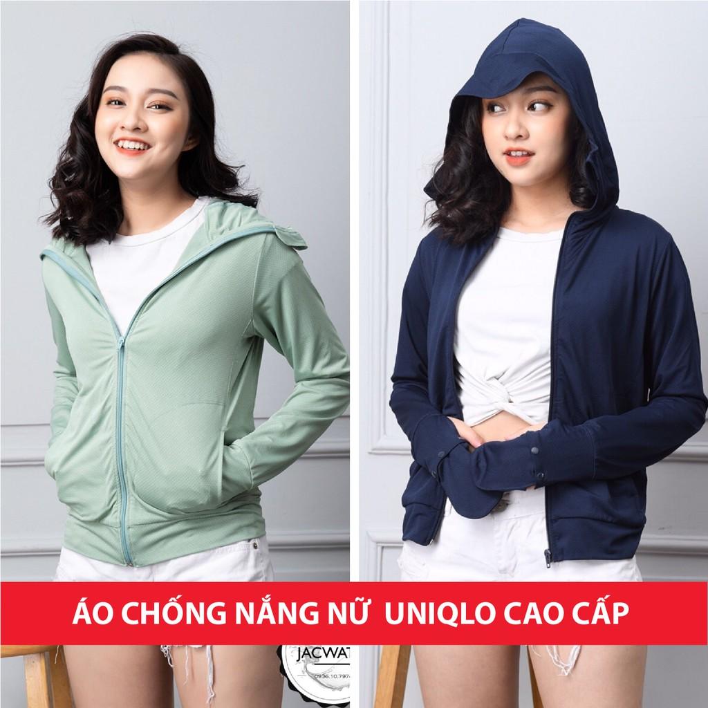 Áo Chống Nắng Nữ Thời Trang Cao Cấp Chất Mát Không Nhăn - Khóa Kéo - Trùm Tay Xỏ Ngón - Có Mũ Trùm Đầu Có Túi Đựng