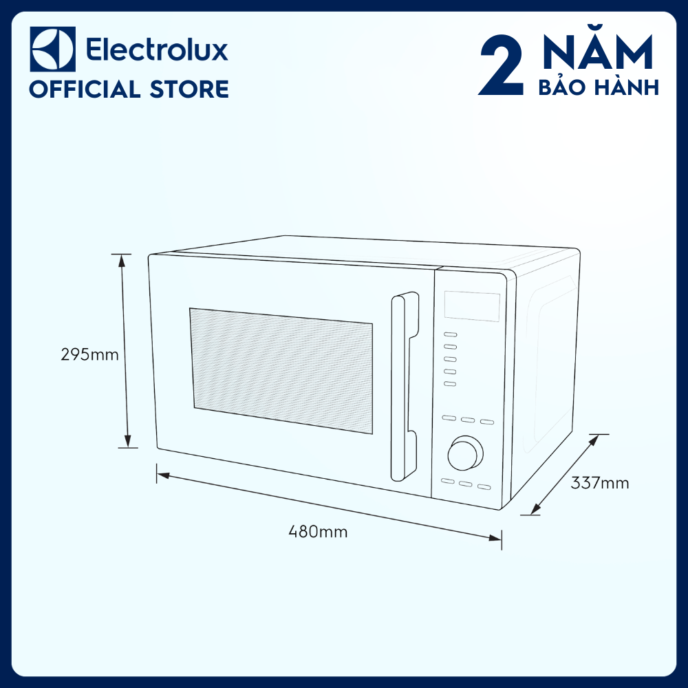 Lò vi sóng để bàn Electrolux 23L UltimateTaste 500 - EMM23D22B - 8 chương trình cài sẵn giúp nấu đa dạng món ăn - Bảo hành 2 năm toàn quốc [Hàng chính hãng]