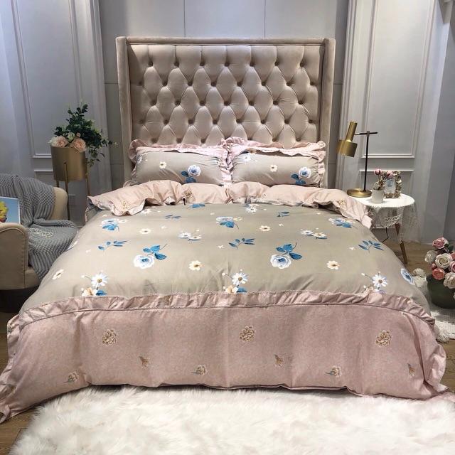 Bộ chăn ga gối cotton bánh bèo 4 món y hình