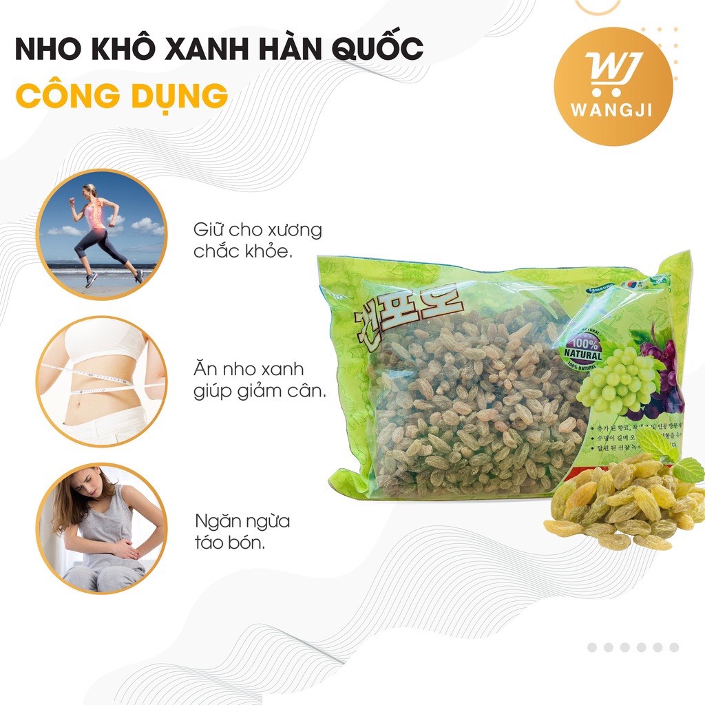 Nho khô sấy hàn quốc 1kg, 1Kg Nho Khô Xanh Hàn Quốc Không Hạt, Chua Ngọt Ngon Ngon