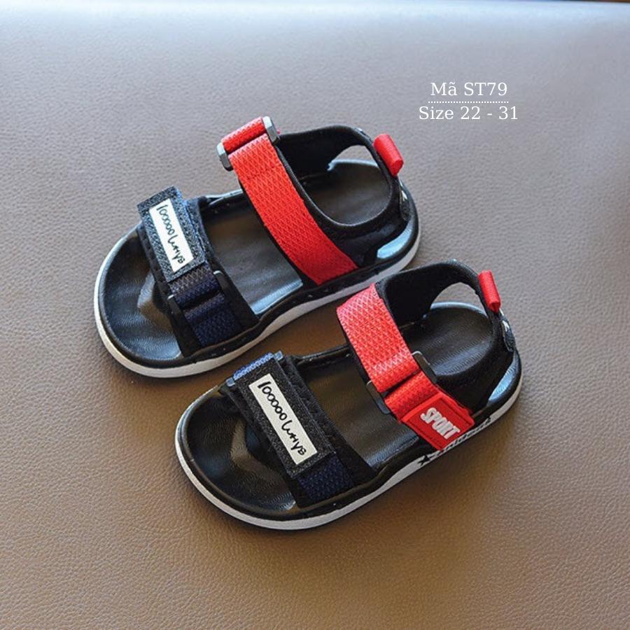 Giày sandal thể thao cho bé trai siêu nhẹ kháng khuẩn êm chất liệu dù da cao cấp mang mùa hè dép quai hậu thiết kế thời trang phù hợp cho trẻ em 1, 2, 3, 4, 5, 6 tuổi đi học đi biển màu xanh đen phối đỏ siêu sang NHÍM SHOP ST79