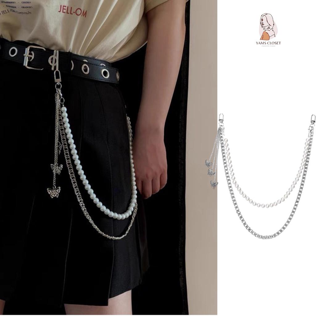 Chain xích thắt lưng quần Chain treo váy/ lưng quần phối ngọc kiểu dáng trendy