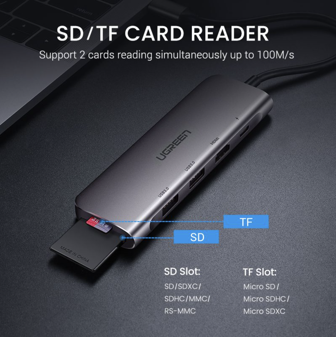 Hub Ugreen USB Type C 6 in 1 CM195 70411 - Có cổng HDMI, Hỗ trợ sạc PD - HÀNG CHÍNH HÃNG