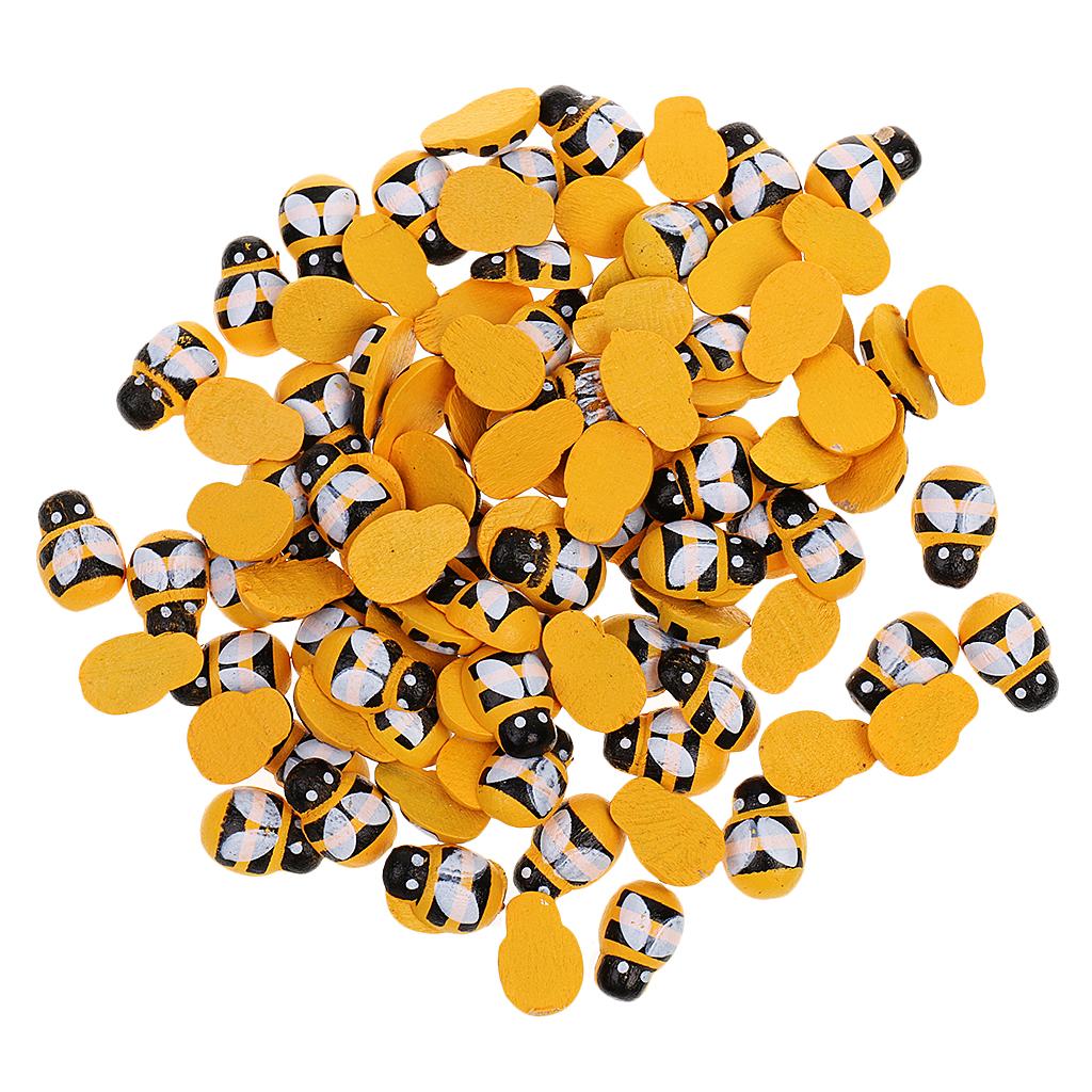 200pcs Tiny Wooden Bees Insects Embellishment Craft Scrapbooking DIY Crafts