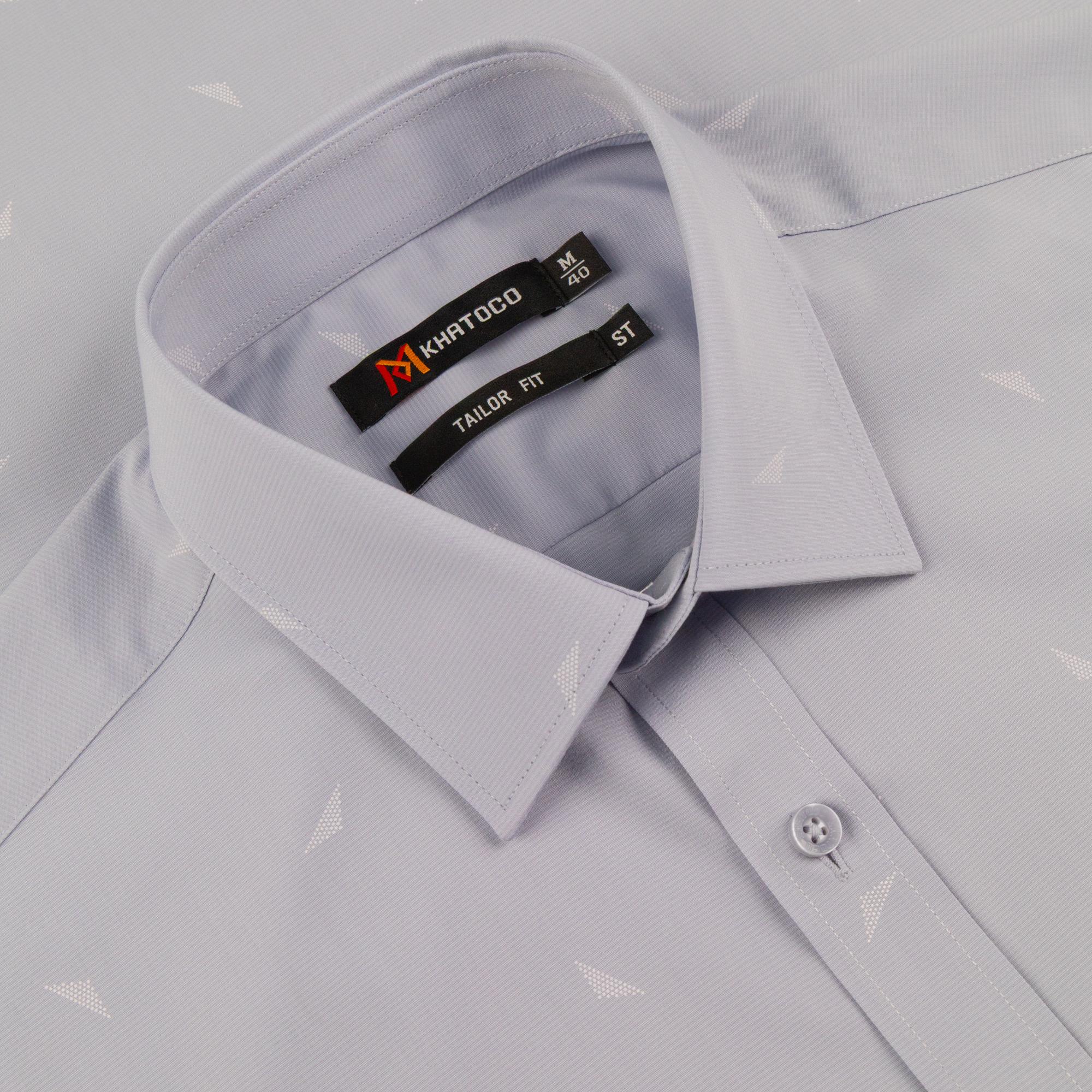 Áo sơ mi nam KHATOCO Tailor Fit ngắn tay A1MN498T2-CNIN772-2704-N