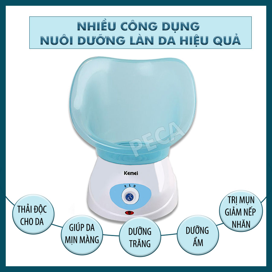 Máy xông hơi mặt KEMEI KM-6080 có 2 mức điều chỉnh nhiệt chăm sóc da an toàn phù hợp sử dụng mọi loại da - Hàng chính hãng