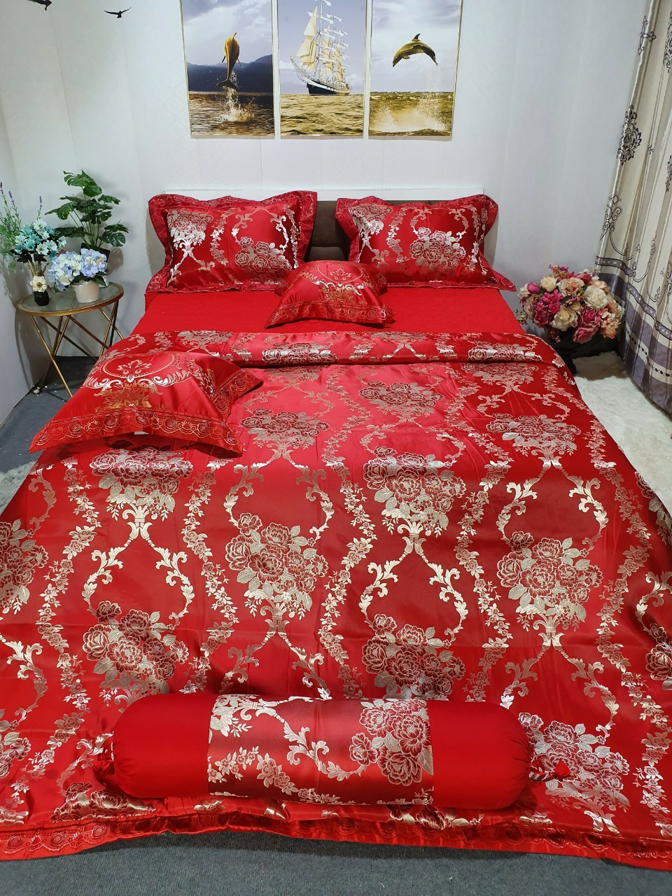 Bộ phủ gấm lụa hoàng gia cao cấp siêu sang mẫu mới nhất