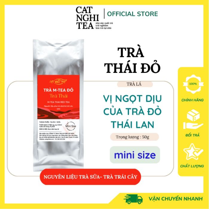 Trà Thái Đỏ [GÓI DÙNG THỬ 50G] Trà đen CAT NGHI TEA, Nguyên liệu chuẩn pha trà sữa và trà trái cây thơm ngon