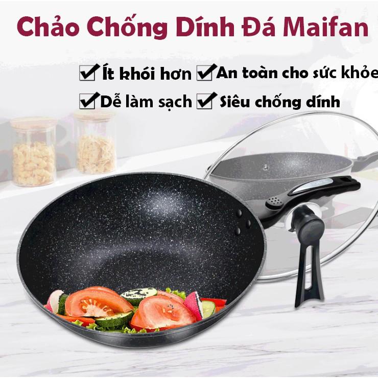 Chảo Chống Dính Vân Đá Siêu Bền Coopia Hàn Quốc Sâu Lòng Có Nắp Kính Size 32cm