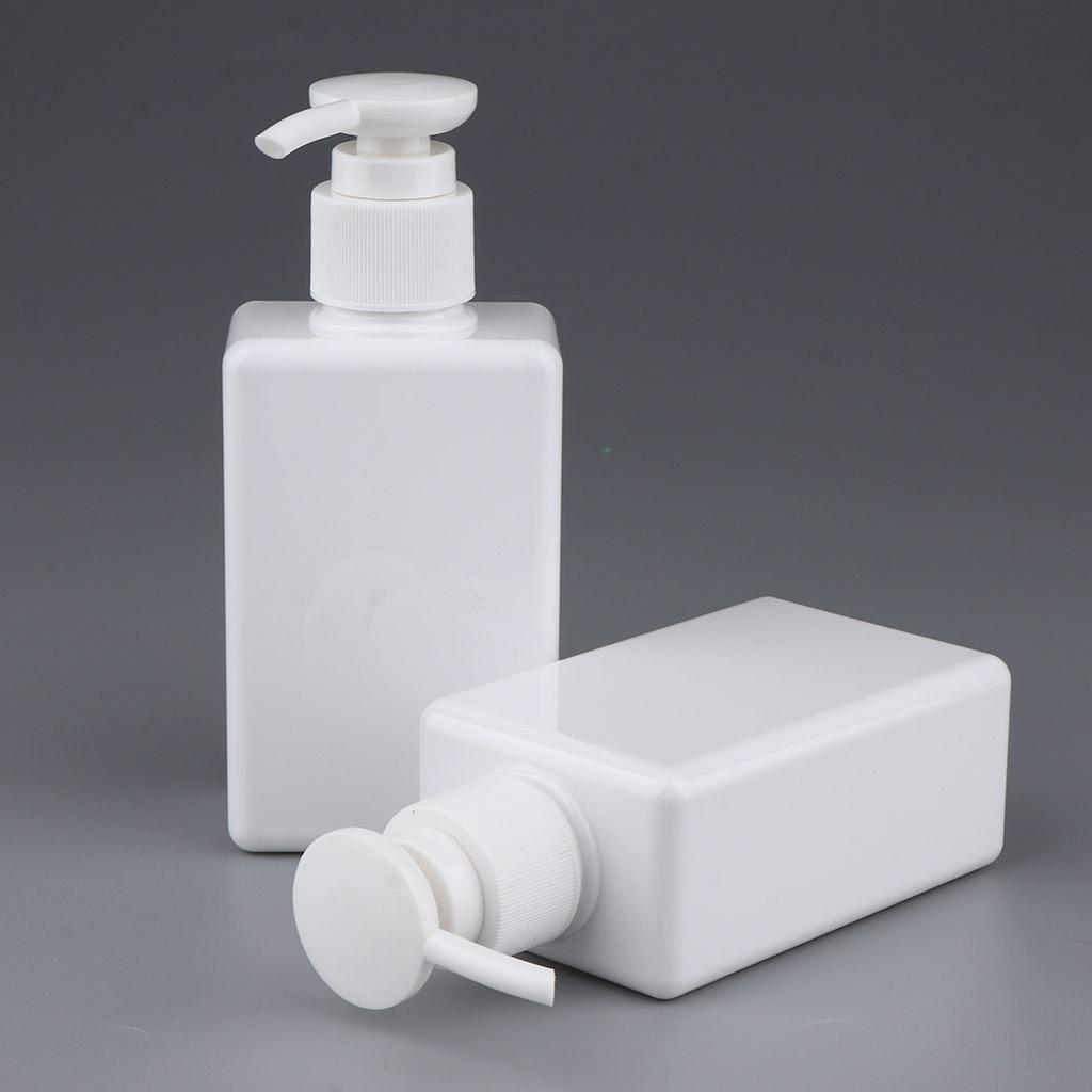4Pcs Square Plastic Pump Bottle Shampoo Lotion Makeup Container Refillable