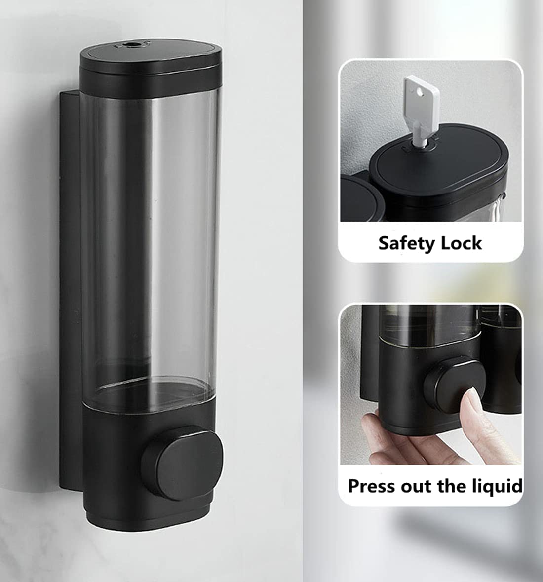 Bộ 2 Hộp Đựng Xà Phòng Gắng Tường Bathroom Shower Dispenser Black