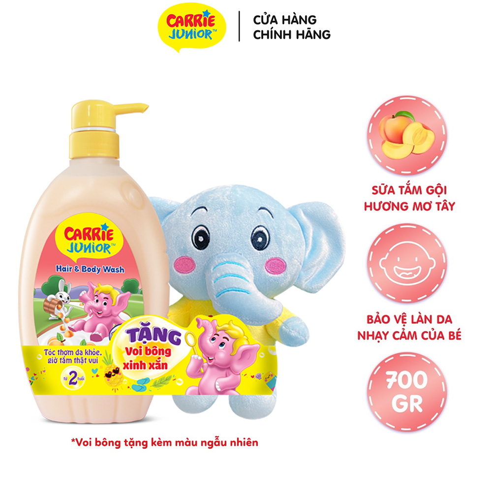 Chai Sữa Tắm Gội Cho Bé Carrie Junior Yoghurt hương Mơ Tây 700g