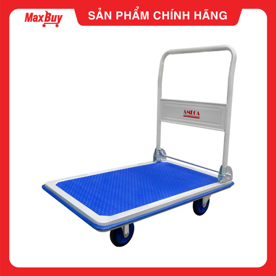 Xe Đẩy Hàng 4 Bánh Ameca HAM-300S- Sàn thép, Khung Thép, Giảm ồn, Gấp gọn, tải trọng 300kg