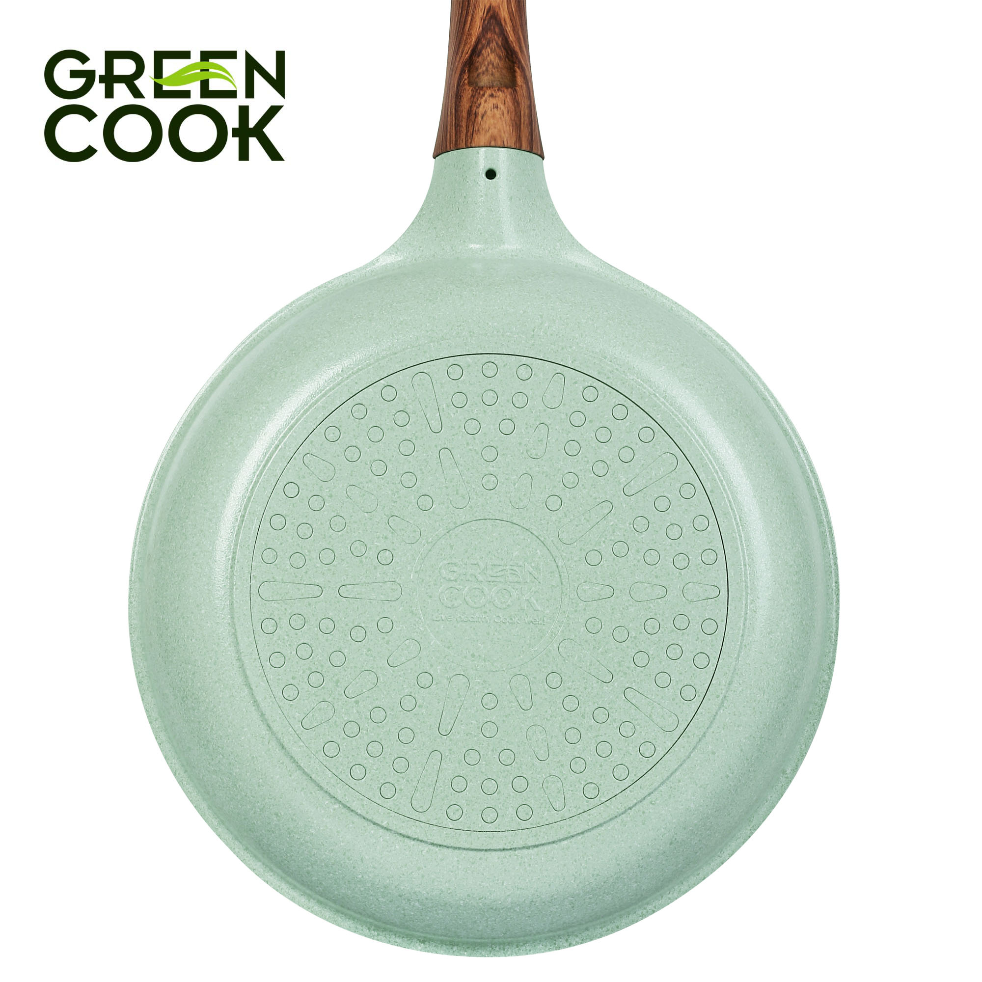 Chảo đúc đáy từ chống dính men đá ceramic xanh ngọc 20 cm Green Cook GCP06-20IH công nghệ Hàn Quốc - Hàng chính hãng