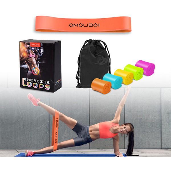 Dây gym kháng lực Omouboi, bộ dây kháng lực tập gym cao cấp 5 màu