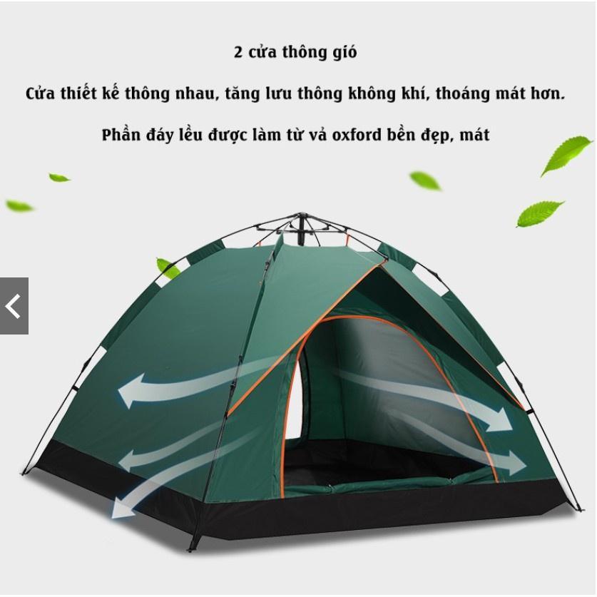 Lều cắm trại tự bung, gấp gọn. Dành cho gia đình, cặp đôi (2 - 4 người). TK-L02. Loại dày cao cấp
