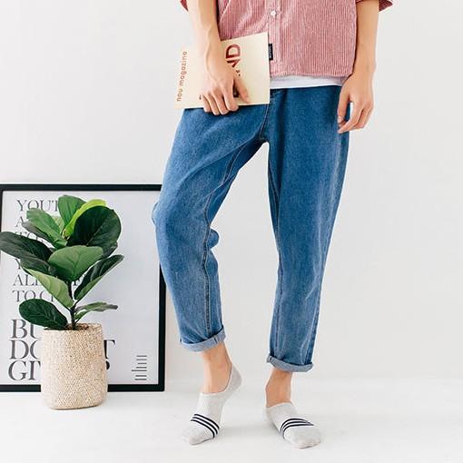 Vớ Lười Nam Mẫu 3 Sọc Ngang, Tất nam đi Giày Lười cotton có đệm cao su chống tuột FIVE-LUOI-SOCNGANG