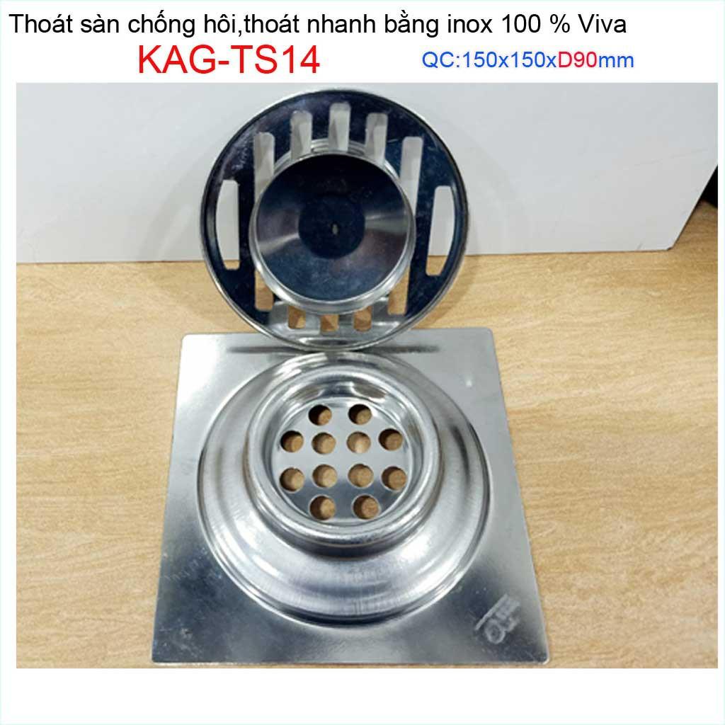 Hố ga thoát sàn Viva ống 6cm-9cm Inox mờ, phễu thoát nước chống hôi D60-90 vuông 10x10cm-12x12cm-15x15cm