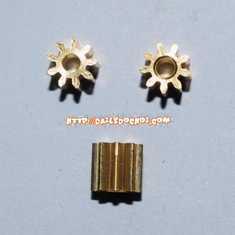 Bánh răng đồng 9 răng lỗ trục 2mm dùng để nối trục động cơ