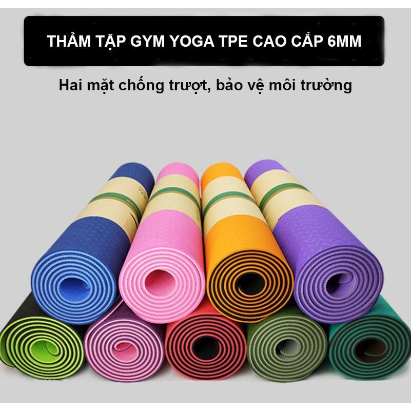 Thảm tập yoga Định Tuyến, Thảm tập Yoga định tuyến, tập GYM tpe 2 lớp siêu bền dày 6mm và 8mm