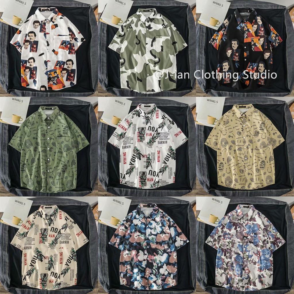 Áo Sơ Mi Nam Ngắn Tay In Hoa
