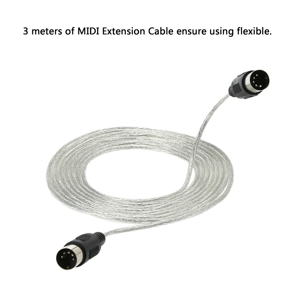 Cáp Nối Dài 3m / 10FT MIDI 5 Chân Cắm Đầu Nối Bạc Male To Male Cho Các Thiết Bị MIDI
