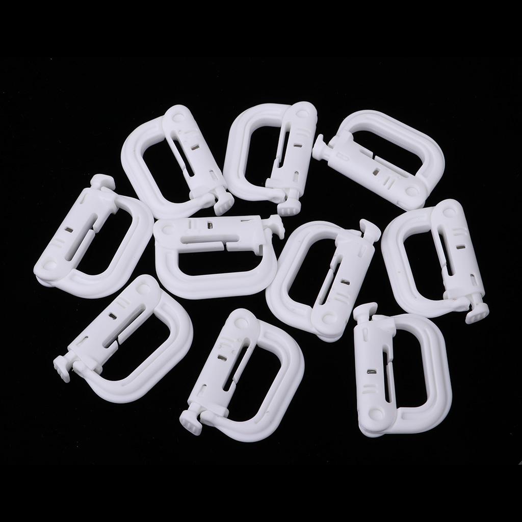 10pcs D- Locking webbing buckle carabiner Climbing hook White