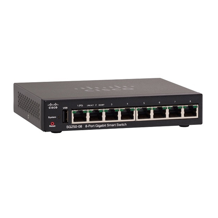 Thiết bị chia mạng Switch Cisco SG250-08HP-K9-EU - Hàng Nhập Khẩu