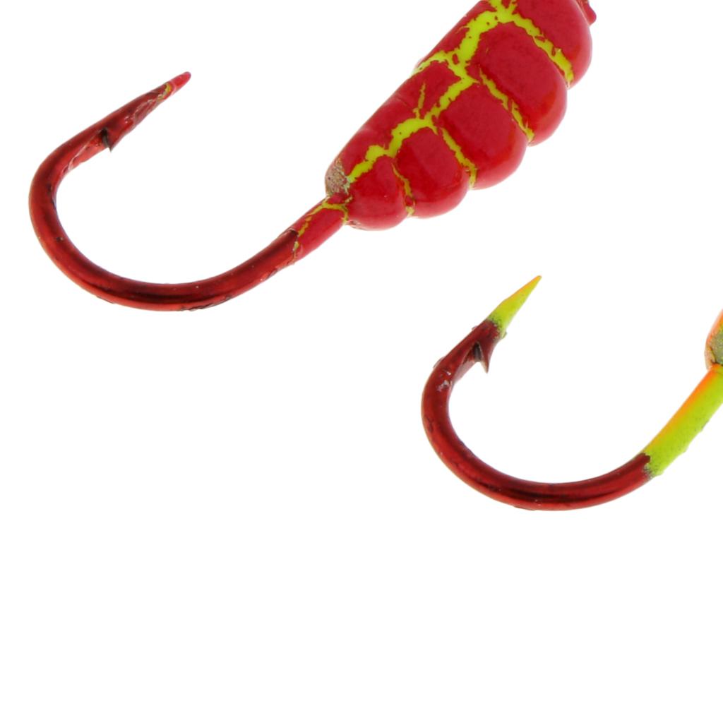 6pcs Winter Ice Artificial Fishing Lures Lead Head Crank Fishing Hooks Bait